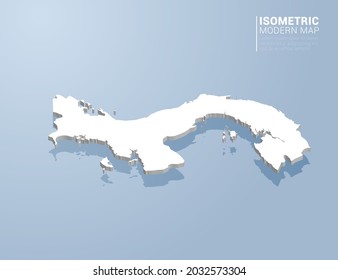 Isometric 3d map of Panama. Stylized vector illustration on blue background.