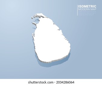 Mapa isométrico 3d de Sri Lanka. Ilustración vectorial estilizada sobre fondo azul.