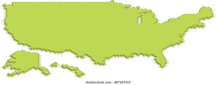 isometric 3D map of the United States isolated vector country blocks infographic element America