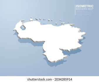 Isometric 3d map of Venezuela. Stylized vector illustration on blue background.