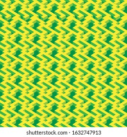 Isometric 3D Maze. Game. Abstract seamless pattern. Decorative vector background. Graphic ornament. Creative element. Textile print design.
