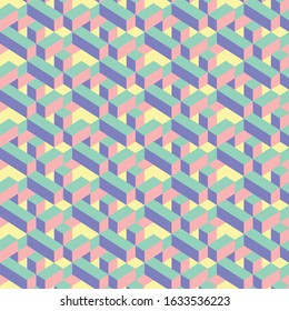 Isometric 3D Maze Game. Abstract seamless pattern. Decorative vector background. Graphic ornament. Creative element. Textile print design.