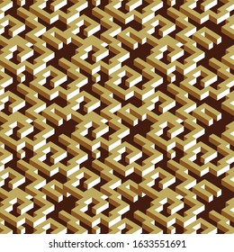 Isometric 3D Maze Game. Abstract seamless pattern. Decorative vector background. Graphic ornament. Creative element. Textile print design.