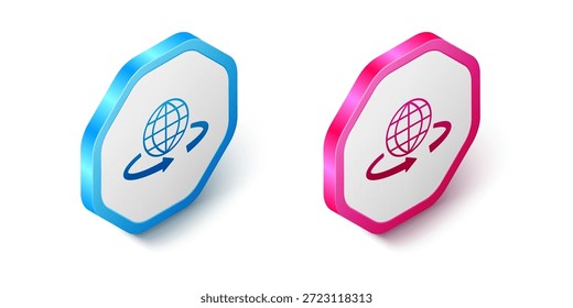 Isometric 3d modeling icon isolated on white background. Augmented reality or virtual reality. Hexagon button. Vector