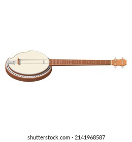 Isometric 3D Music Instrument Banjo Strings Play Element Vector Design Style For Concert, Performance, Relax