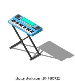 Isometric 3D Music Instrument Synthesizer Piano Keys Play Element Vector Design Style For Concert, Performance, Relax