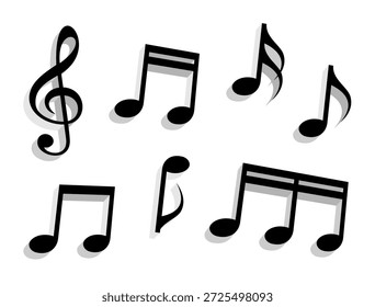 Isometric 3D musical notes set vector