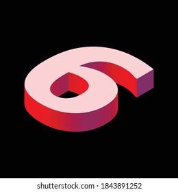 Isometric 3d number 6. Vector illustration. Background background