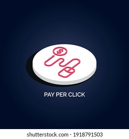 Isometric 3d Pay per Click vector icon illustration.