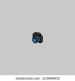 Vector de color de contorno de iconos de cámara fotográfica 3D isométrica.