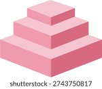 Isometric 3D pink tiered pyramid steps