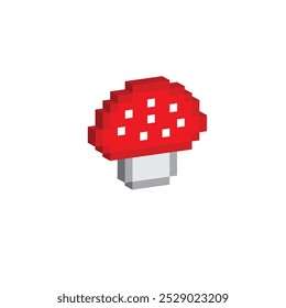 Isométrico 3d pixel amanita Vector seta pixel art icono elemento para juego de 8 bits