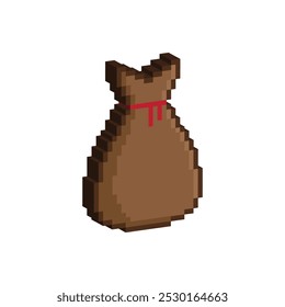 Isometric 3d pixel bag icon vector sign for 8 bit game