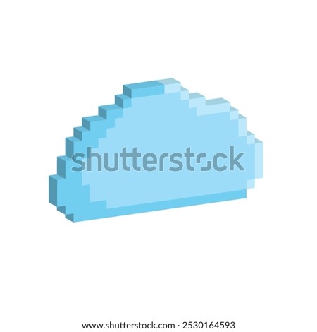 Isometric 3d pixel cloud rain icon weather pixel art icon vector element for 8 bit game