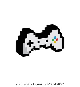 Isometrischer 3D-Pixel-Gamepad-Symbolvektor. Pixel Art Joystick Zeichen für 8 Bit Spiele