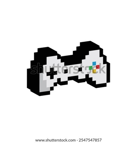 Isometric 3d pixel gamepad icon vector. pixel art joystick sign for 8 bit games