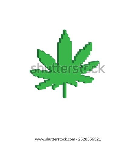 Isometric 3d pixel marijuana or cannabis leaf icon vector