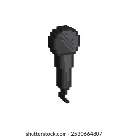 isometric 3d pixel Podcast icon. Vector pixel art microphone 8 bit logo for game 
