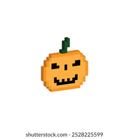 Isometric 3d pixel pumpkin icon vector pixel element for game Happy Halloween, Thanksgiving 8 bit