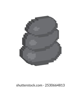 Icono isométrico de spa de píxeles 3D. Vector Pixel Art Spa Pebbles Stone 8 bit Logo para el juego