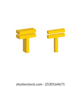 Icono de Tenge de píxel isométrico 3d. Signo de Tenge. signo de Vector para juego de 8 bits