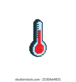 isometric 3d  pixel Thermometer icon. Vector pixel art Thermometer 8 bit logo for game
