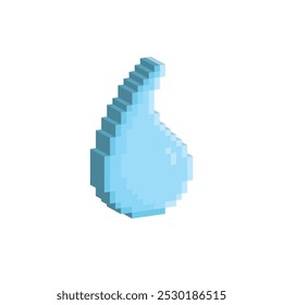 Elemento líquido del arte del pixel del Vector del icono de la gota de agua del pixel 3d isométrico para el juego de 8 pedazos