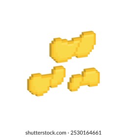 Isometric 3d potato chips icon 8 bit, pixel art icon for game logo.