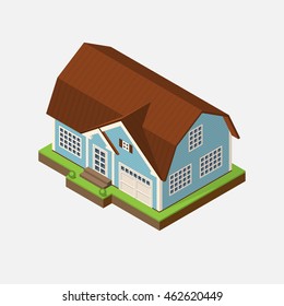 Isometric 3d private house icon. Real estate vector illustration