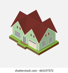 Isometric 3d private house icon. Real estate vector illustration