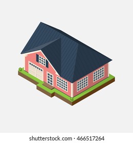 Isometric 3d private house icon. Real estate vector illustration