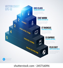 Isometric 3d pyramid chart template on white background. EPS10