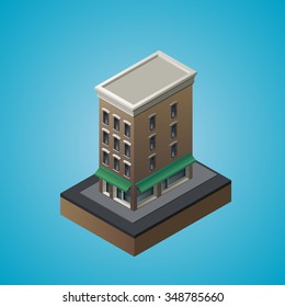 Isometric 3d residential building. Vector illustration
