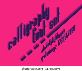 Isometric 3D script font set