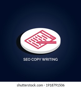 Isometric 3d SEO Copy writing vector icon illustration