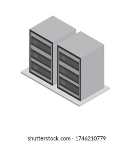 Isometric 3D Server storage cabinet.