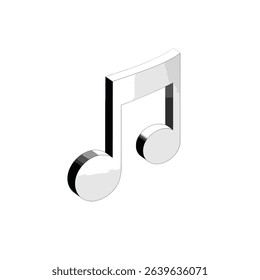 Isometric 3d silver music note icon design element