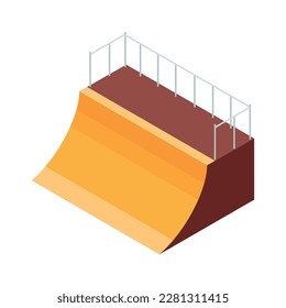 Isometric 3d skateboard ramp en la ilustración del vector de fondo blanco