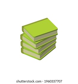 Isometric 3d stack of four books on white background vector illustration