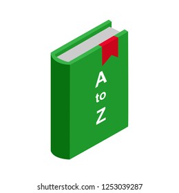 Isometric 3d style, color dictionary book icon.