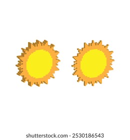 Isometrisches 3D-Sonne-Symbol 8 Bit, Pixel-Kunst-Sonne-Symbol für Spiel-Logo.