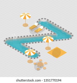 Isometric 3D Swimming Pool Creative Alphabet Z