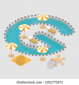 Isometric 3D Swimming Pool Creative Alphabet G