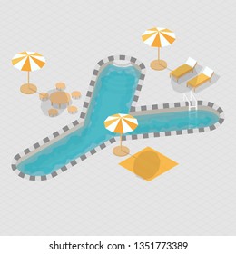 Isometric 3D Swimming Pool Creative Alphabet Y