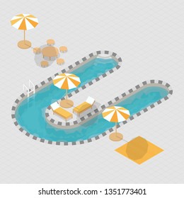 Isometric 3D Swimming Pool Creative Alphabet U