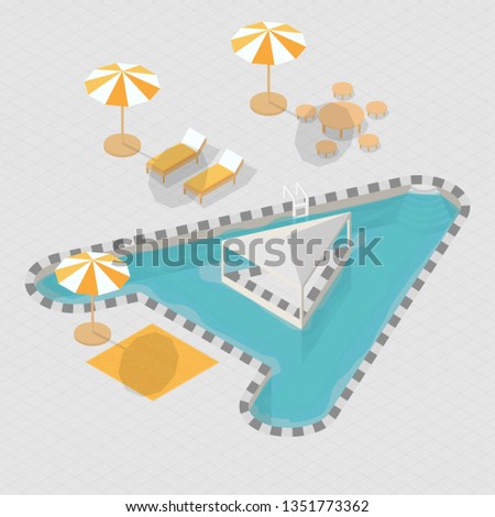 Isometric 3D Swimming Pool Creative Alphabet A