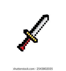 Isométrico 3d espada pixel art icono Vector 8 bit juego
