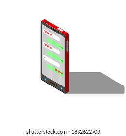 Isometric 3D Touchscreen Phone Technology Device Equipment Appliances Element Vector Design Style