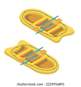 Isometric 3D Transport Inflatable Boat With Oars Urban City Element Vector Design Satyle