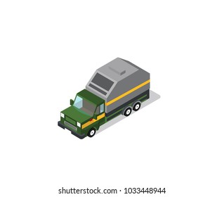 isometric 3d trash truck